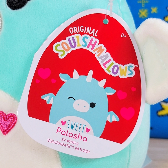 Squishmallow Palasha the Dragon 7" UltraSoft Valentine's Day Toy Plush NWT - Picture 5 of 6